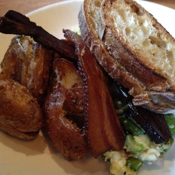 Lola - Asparagus scrambles w famous garlic potatoes - Greek Near Me - Seattle, Washington