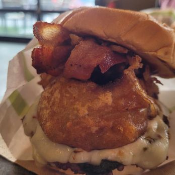 BurgerFi - Rodeo burger with added onion ring - Burgers Near Me - Nottingham, Maryland