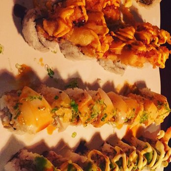Red Salmon - Tempura Shrimp Roll, Ono Roll, Popcorn Lobster Roll and Crunch Roll (not pictured) but it was my absolute favorite! - Japanese Near Me - Lancaster, California Red Salmon - Tempura Shrimp Roll, Ono Roll, Popcorn Lobster Roll and Crunch Roll (not pictured) but it was my absolute favorite! - Japanese Near Me - Lancaster, California