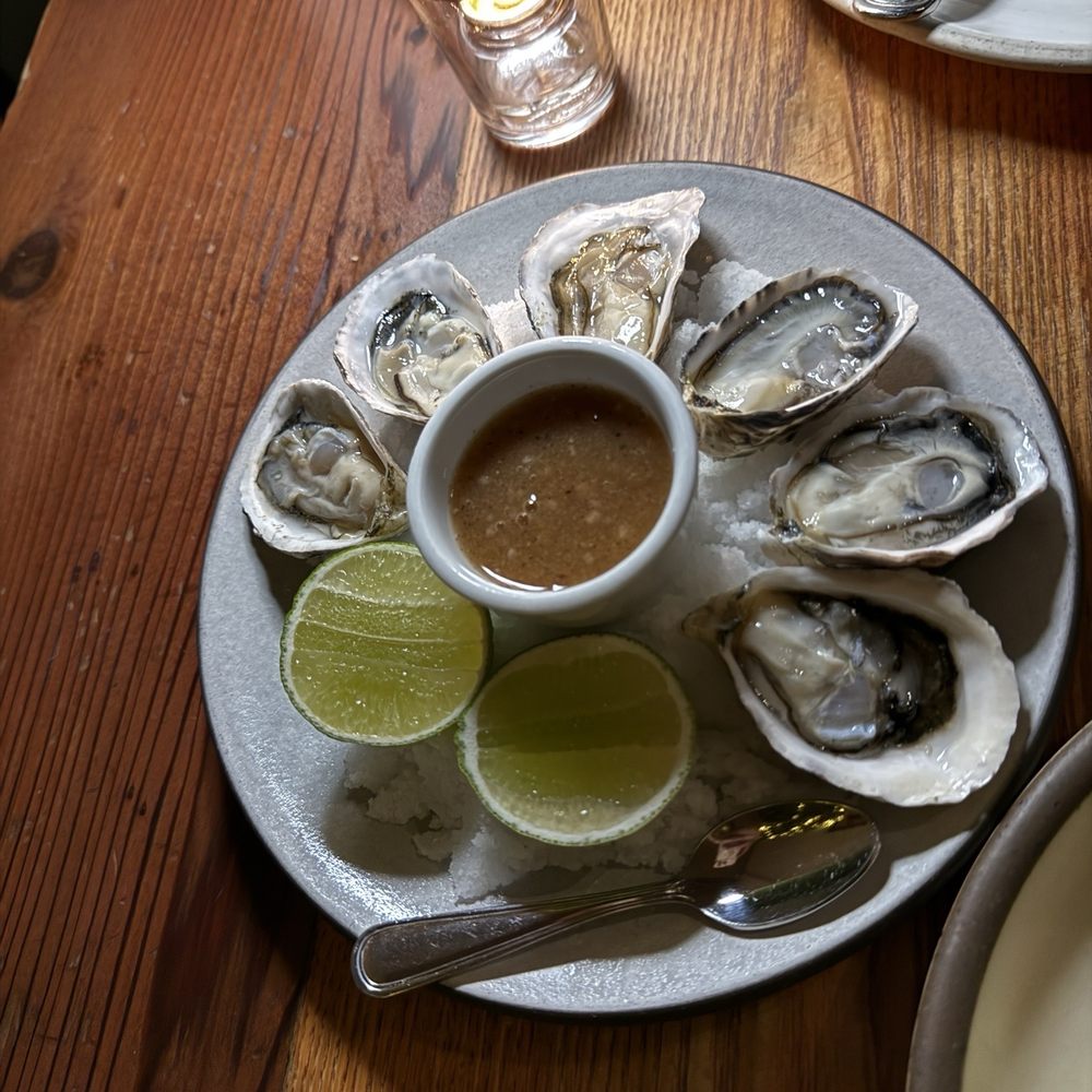 Rustic Canyon - Kushi oysters with Mom's pink guava mignonette - very yummy!!! - Wine Bars Near Me - Santa Monica, California Rustic Canyon - Kushi oysters with Mom's pink guava mignonette - very yummy!!! - Wine Bars Near Me - Santa Monica, California