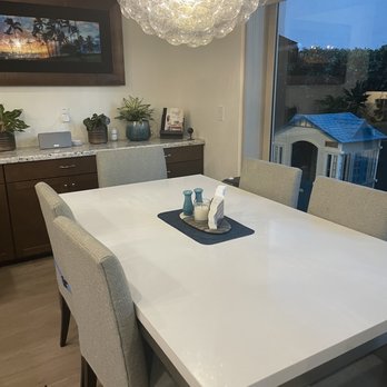 ROYAL DESIGNS Kitchen Countertops - Quartz slab to replace a pine table top on Parsons Table - Countertop Installation Near Me - Phoenix, Arizona ROYAL DESIGNS Kitchen Countertops - Quartz slab to replace a pine table top on Parsons Table - Countertop Installation Near Me - Phoenix, Arizona