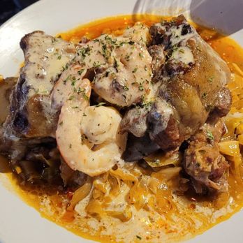 Prey - Oxtail surf & turf. The drink is called 'Raindrop'. - Cajun/Creole Near Me - Houston, Texas Prey - Oxtail surf & turf. The drink is called 'Raindrop'. - Cajun/Creole Near Me - Houston, Texas
