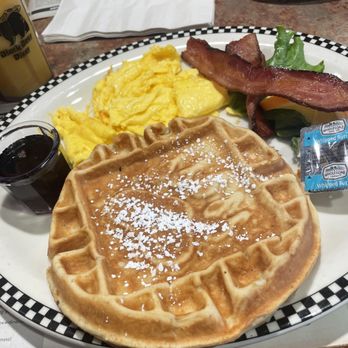 Black Bear Diner Fullerton - Bear's Choice of Sweet Cream Waffle, scrambled eggs and bacon. - American Near Me - Fullerton, California