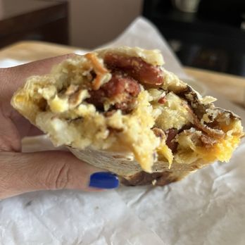 Alanberto's - Delicious inside of my Bacon Breakfast Burrito. - Mexican Near Me - San Bernardino, California Alanberto's - Delicious inside of my Bacon Breakfast Burrito. - Mexican Near Me - San Bernardino, California