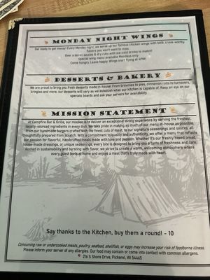 Menu photo 6 Campfire Bar and Grille Pickerel, WI