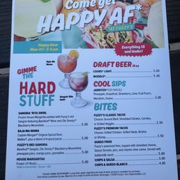 Happy hour menu. Happy hour menu.