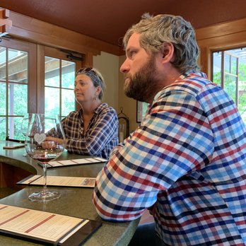 Coeur de Terre Vineyard - Brandon and Paula enjoying a tasting. - Wineries Near Me - McMinnville, Oregon