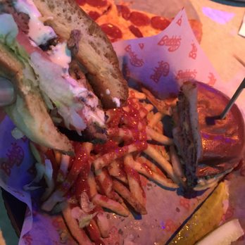 Bubba's 33 - My bacon burger with fries! Yummmm! - American Near Me - San Antonio, Texas