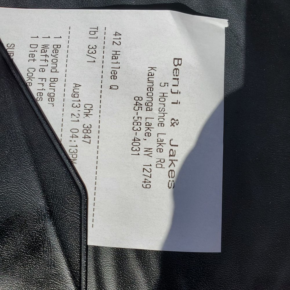 Benji and Jake's - the receipt for the restaurant - Pizza Near Me - Kauneonga Lake, New York Benji and Jake's - the receipt for the restaurant - Pizza Near Me - Kauneonga Lake, New York