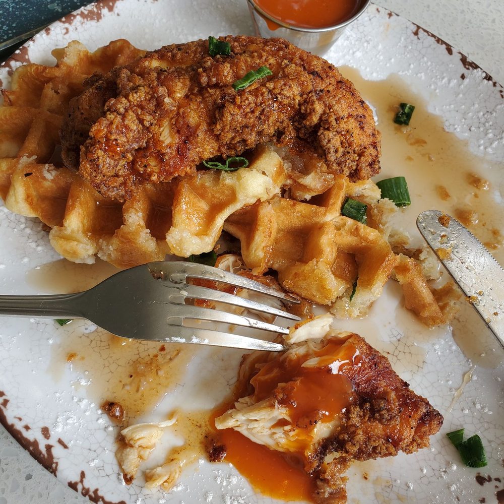 Bourbon's Kitchen - Chicken and Waffles in progress - Bars Near Me - Middletown, Ohio