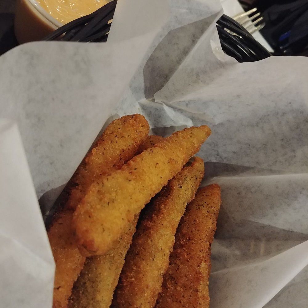 Robbie's - Fried pickles (expensive at 6$ for 5 but delicious perfection served with a delicious mayo) - Steakhouses Near Me - Kahnawake, Quebec Robbie's - Fried pickles (expensive at 6$ for 5 but delicious perfection served with a delicious mayo) - Steakhouses Near Me - Kahnawake, Quebec