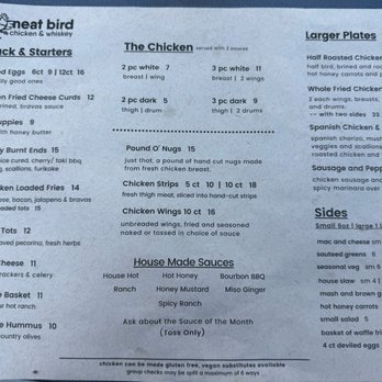 Neat Bird - Menu - Chicken Shop Near Me - Chesapeake, Virginia