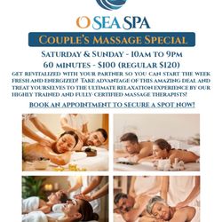 O Sea Spa - Weekend Couple's Special!  Only $100 for a 60 minute couple's massage every Saturday and Sunday.