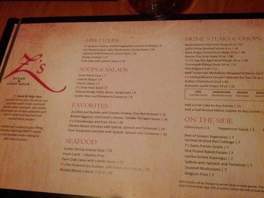 Menu photo 6 Z's Restaurant Midway, UT Menu photo 6 Z's Restaurant Midway, UT