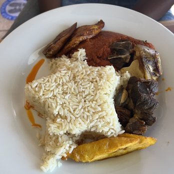 Nigerian Cuisine - White Rice and stew - African Near Me - Las Vegas, Nevada