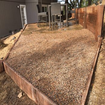 Yardwork Landscaping - Spreading the 1/8 mixed river rocks - Lawn Services Near Me Yardwork Landscaping - Spreading the 1/8 mixed river rocks - Lawn Services Near Me