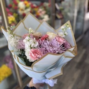 Lucky Flowers - Pastel mixed floral bouquet gift wrapped - Florists Near Me - Anaheim, California