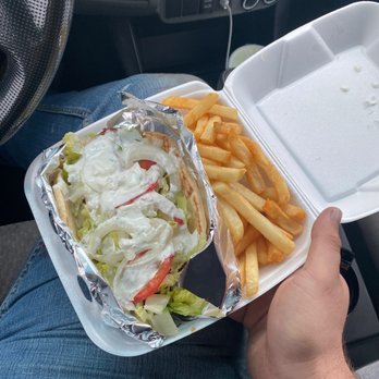 Gyro Oasis Gyro & Kebab - Beef and lamb gyro with fries - Mediterranean Near Me - Irving, Texas