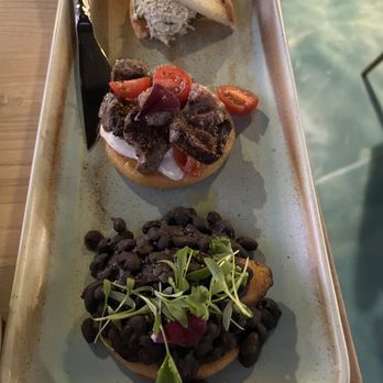 Crasqui - The trio with delicious black beans, warm chicken salad and steak. - Venezuelan Near Me - Saint Paul, Minnesota