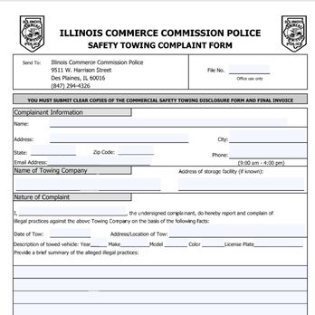 Preferred Emergency Towing and Recovery - IL Commerce Commission Police Safety Towing Complaint Form at https://icc.illinois.gov/api/web-management/documents/downloads/public/mc/safe - Towing Near Me - Markham, Illinois