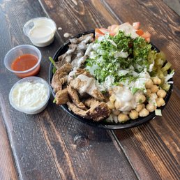 1/2 Chicken, 1/2 Steak w/ everything else. 1/2 Chicken, 1/2 Steak w/ everything else.