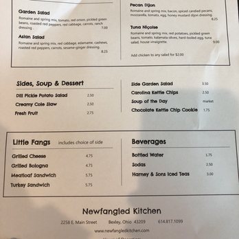 Newfangled Kitchen - Menu back - Salad Near Me - Bexley, Ohio