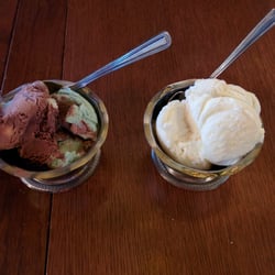 The Old Spaghetti Factory - 3 rd wave of food. Spumoni ice cream and vanilla ice cream