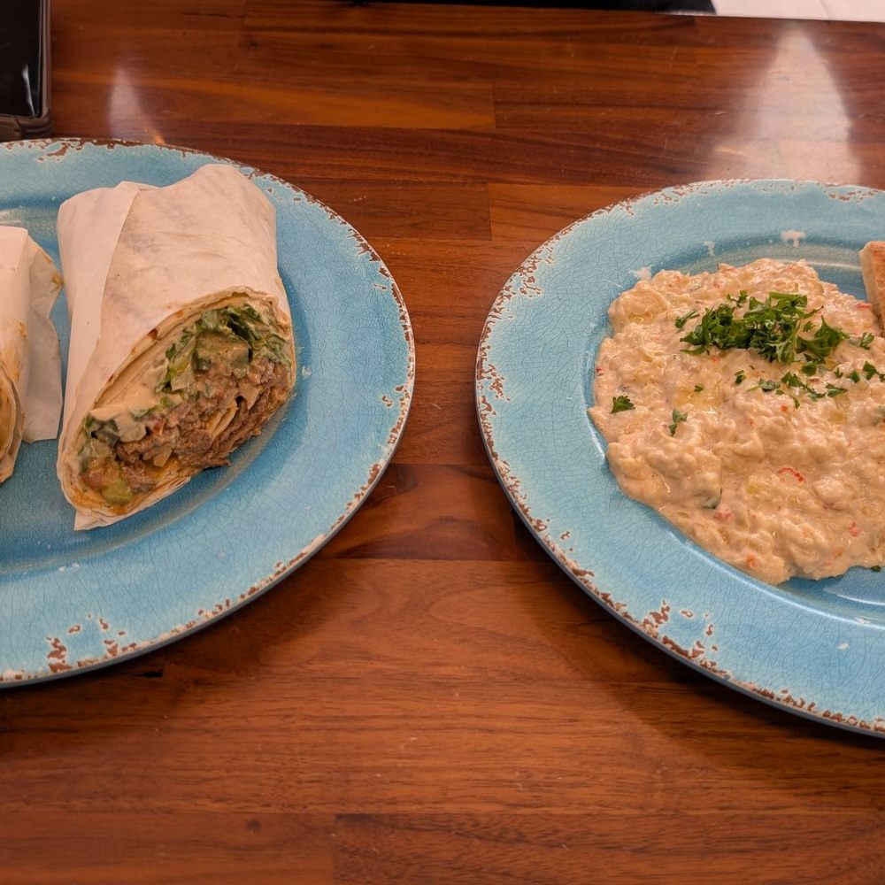 Oasis Grill - Beef Shawarma Wrap and baba ghanoush - Middle Eastern Near Me - San Francisco, California