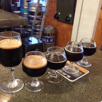 The Iron Press - Goose Island Bourbon County Flight. Left to right: coffee stout, 2013 stout, 2014 stout, 2013 regular, 2014 regular - Beer Bar Near Me - Anaheim, California The Iron Press - Goose Island Bourbon County Flight. Left to right: coffee stout, 2013 stout, 2014 stout, 2013 regular, 2014 regular - Beer Bar Near Me - Anaheim, California