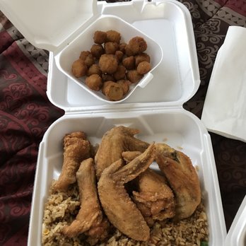 Ellis Seafood - Six piece w/ fried rice and a side of okra (some of the okra didn't make it home lol) - Seafood Near Me - Memphis, Tennessee