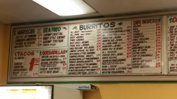 Menu photo 4 Campos Tacos Los Angeles, CA