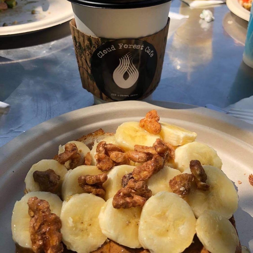 Cloud Forest Cafe - Almond butter and banana walnuts toast with coffee - Coffee & Tea Near Me - Davis, California Cloud Forest Cafe - Almond butter and banana walnuts toast with coffee - Coffee & Tea Near Me - Davis, California