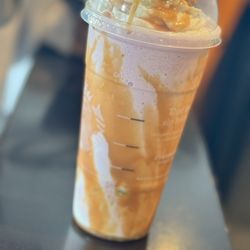 Starbucks - Strawberry crème Frappuccino with caramel drizzle