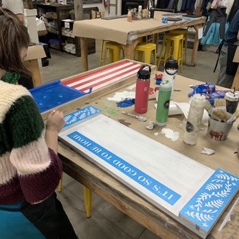 Board & Brush - Painting the stencils. - Art Classes Near Me - Livermore, California