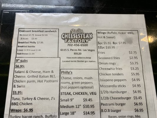 Menu photo 1 Philly Cheesesteak Factory Las Vegas, NV Menu photo 1 Philly Cheesesteak Factory Las Vegas, NV
