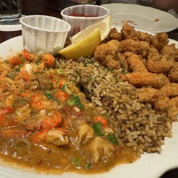 Pappadeaux Seafood Kitchen - Crawfish Etouffee and fried crawfish with dirty rice! - Seafood Near Me - Albuquerque, New Mexico