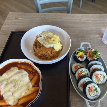 Matna 1631 - Tteokbokki (with cheese is $3.00 extra ?!), Kimchi fried rice (beef or chicken is $4.00 extra), and Tuna kimbap - Korean Near Me - Ventura, California Matna 1631 - Tteokbokki (with cheese is $3.00 extra ?!), Kimchi fried rice (beef or chicken is $4.00 extra), and Tuna kimbap - Korean Near Me - Ventura, California