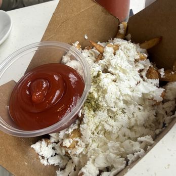 Olive Pit Grill -  Brea - Loaded feta fries (little soggy) - Greek Near Me - Brea, California