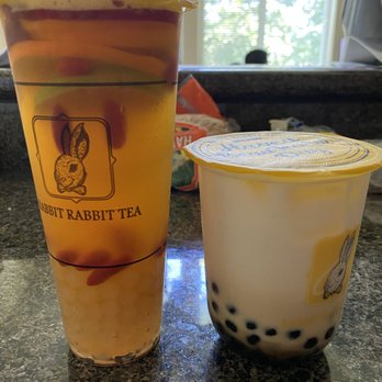 Rabbit Rabbit Tea - Passion Fruit Mountain Tea with Organic Goji Berries w/ boba + Brown Sugar Boba with Fresh Milk - Bubble Tea Near Me - Seattle, Washington Rabbit Rabbit Tea - Passion Fruit Mountain Tea with Organic Goji Berries w/ boba + Brown Sugar Boba with Fresh Milk - Bubble Tea Near Me - Seattle, Washington