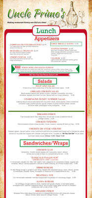 Menu photo 1 Uncle Primo's New Philadelphia, OH