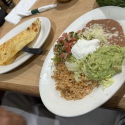 Los Potros # 2 - Quesadilla with Rice, Beans, and Guacamole Salad