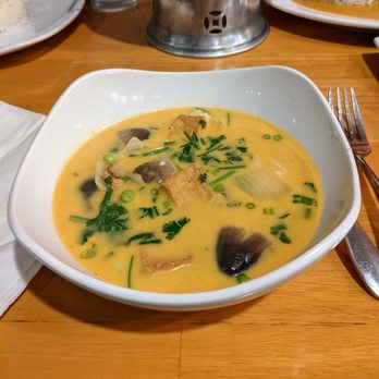 Thai & More - Tom kha soup in a bowl - Thai Near Me - New Brighton, Minnesota Thai & More - Tom kha soup in a bowl - Thai Near Me - New Brighton, Minnesota