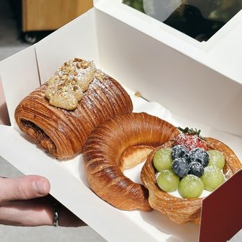 Ones Cafe & Bakery - The spread: Pistachio Croissant, Moon Croissant (Strawberry), Fruit Tart - Bakeries Near Me - Alameda, California Ones Cafe & Bakery - The spread: Pistachio Croissant, Moon Croissant (Strawberry), Fruit Tart - Bakeries Near Me - Alameda, California