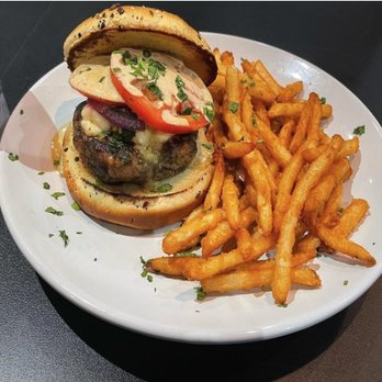 Replay Lounge - a burger and french fries on a plate - New American Near Me - Springfield, Illinois Replay Lounge - a burger and french fries on a plate - New American Near Me - Springfield, Illinois
