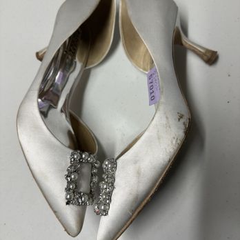 Aki's Cleaners - Prior to being cleaned by Aki-- silk wedding shoes - Laundry Services Near Me - San Francisco, California Aki's Cleaners - Prior to being cleaned by Aki-- silk wedding shoes - Laundry Services Near Me - San Francisco, California