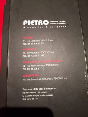 Menu photo 2 Pietro Paris, 75