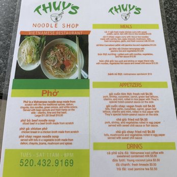 Thuy's Noodle Shop - Menu - Vietnamese Near Me - Bisbee, Arizona Thuy's Noodle Shop - Menu - Vietnamese Near Me - Bisbee, Arizona