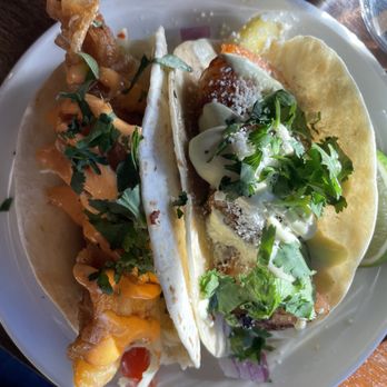 Craft on Colley - Shrimp al pastor and Baja fish tacos on flour tortillas - New American Near Me - Norfolk, Virginia Craft on Colley - Shrimp al pastor and Baja fish tacos on flour tortillas - New American Near Me - Norfolk, Virginia
