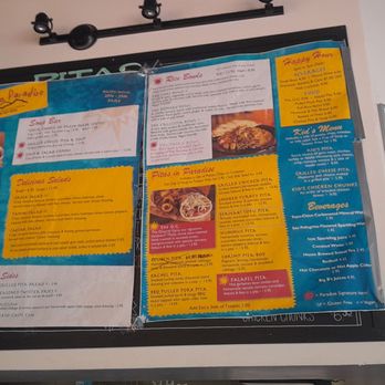 Pitas in Paradise - Menu on wall - Mediterranean Near Me - Gunnison, Colorado