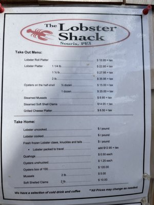 Menu photo 1 The Lobster Shack Souris, PE Menu photo 1 The Lobster Shack Souris, PE